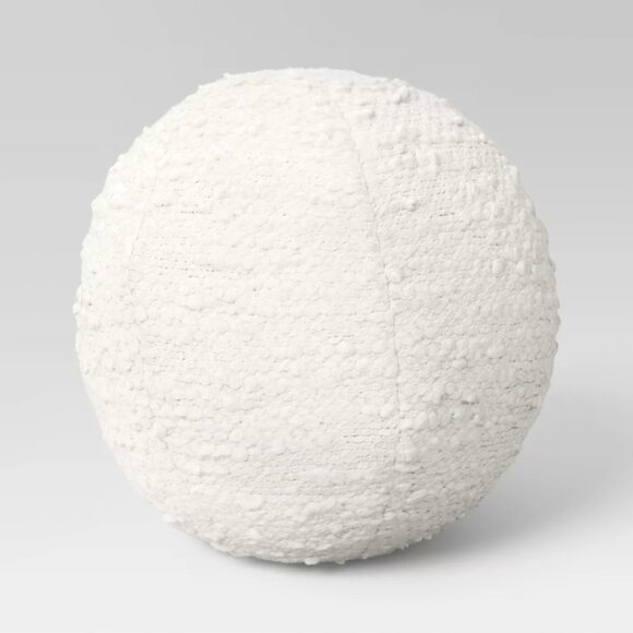 Boucle Sphere Throw Pillow Ivory Threshold  Round Throw Accent Pillow Snowball - Picture 1 of 2